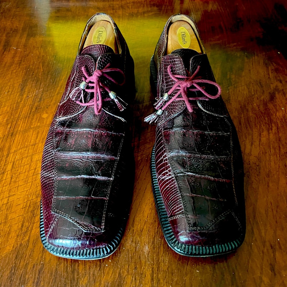 Lizard and Gator Wine dress shoes